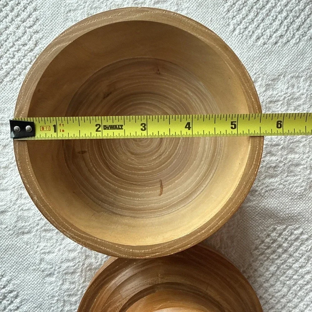 Vintage Hand Turned Wooden Bowl Trinket Box w/Lid Mid‎ Century 6.0 X 5.5